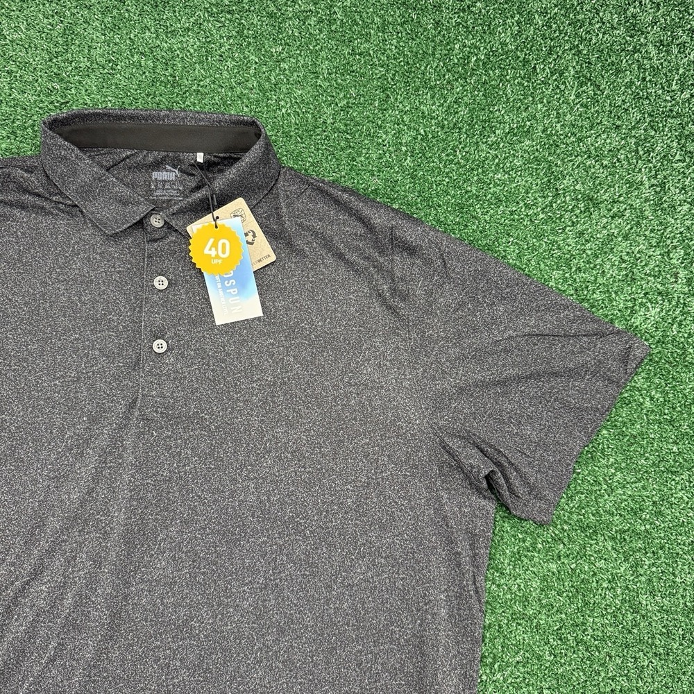 New Puma Polo Men's Short Sleeve Shirt Size XL Black 40 UPF